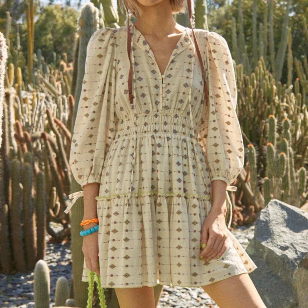 NWT Hunter Bell Ellison Dress Cream Medallion Great for Roundtop Small $465
